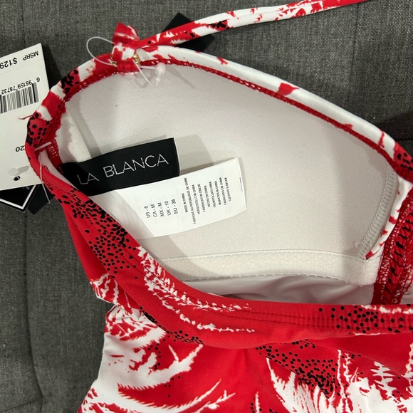 🇺🇸SALE🎈 LA BLANCA • Red and White One Piece Bathing Suit • size 6 - Picture 8 of 11
